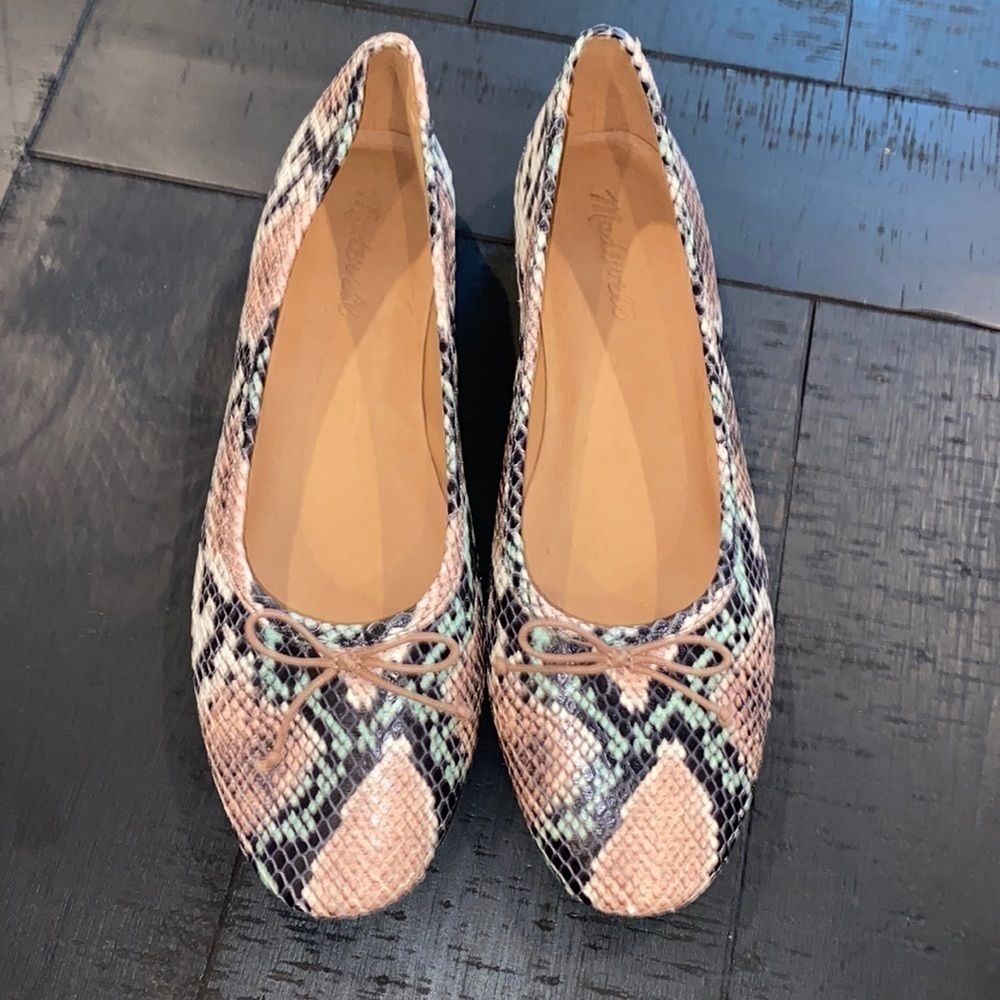 Madewell Snakeskin Print Flats - Pink and Black